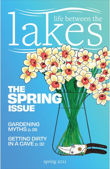 Spring 2021 cover: The Spring Issue, with gardening myths and caving